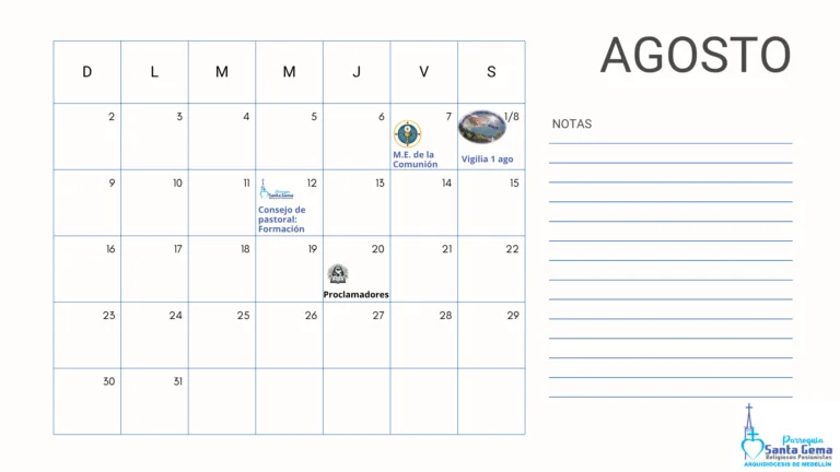 Programación para Mes de agosto 2026